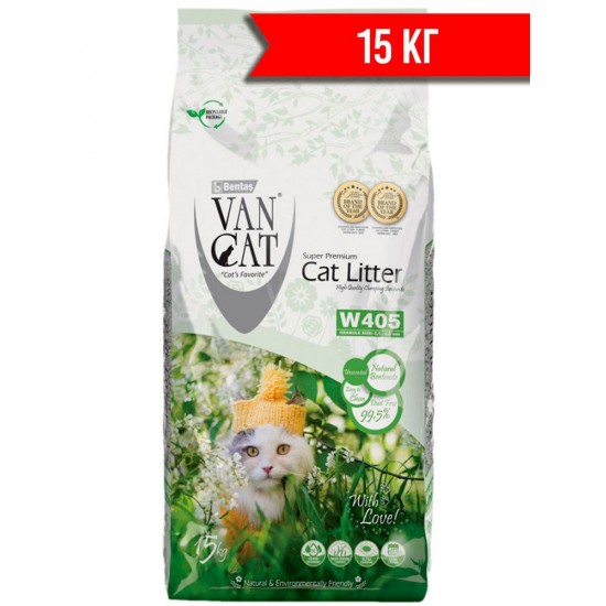 VAN CAT Standard Baby Powder RUPJAS cementējošās smiltis kaķu tualetēm 15kg