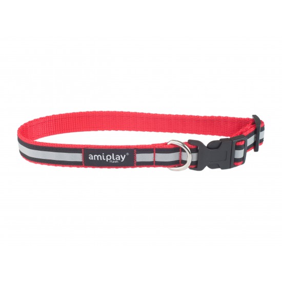 Regulējama kaklasiksna suņiem Amiplay Shine Red size S