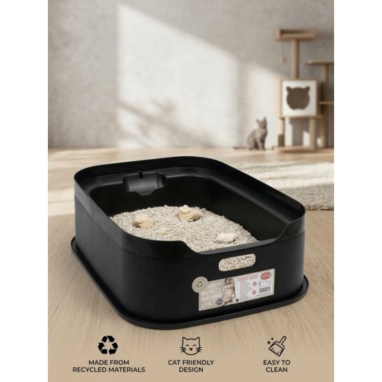 Ekoloģiska un stilīga kaķu tualete no pārstrādātas plastmasas.