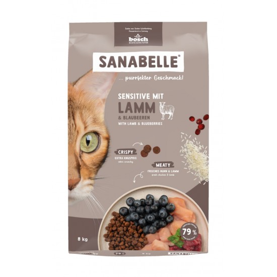Sanabelle Sensitive Lamb 8 kg Pilnvertīga sausā barība jutīgiem kaķiem ar jēra gaļu