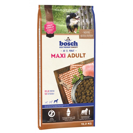 Bosch Maxi Adult sausā barība lielu šķirņu pieaugušajiem suņiem, 15 kg 