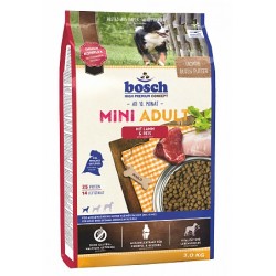 Bosch Mini Adult ar jēra gaļu un rīsiem pieaugušiem mazo šķirņu suņiem, 3 kg