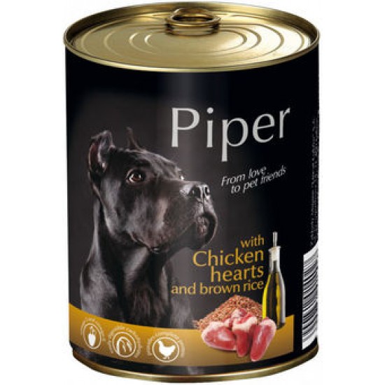 Консервы для собак PIPER с куриным сердцем и коричневым рисом, 800 g