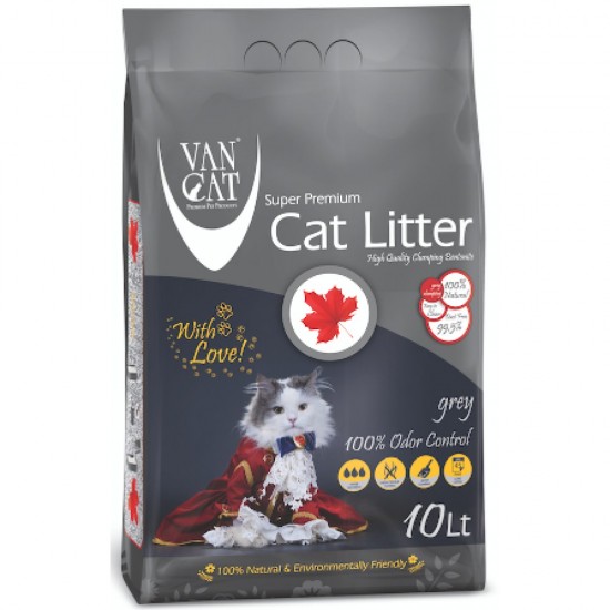 VAN CAT Grey (Серый) цементирующий песок для кошачьего туалета 10L