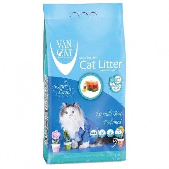 Van Cat Marseille Soap цементирующий песок для кошачьего туалета с ароматом марсельского мыла 5kg